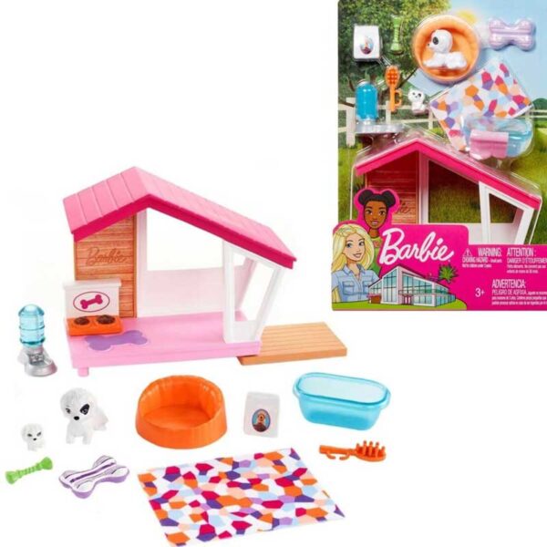 Barbie Hundkoja med hund och hundvalp Play House Kennel FXG34