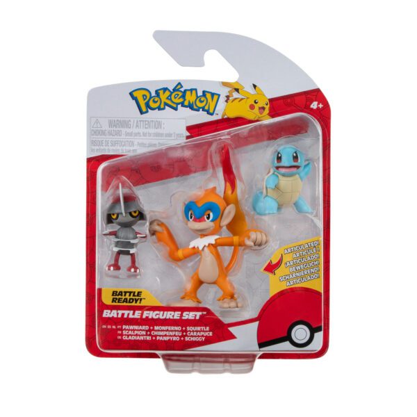 Pokemon Battle Figure Set Pawniard + Monferno + Squirtle