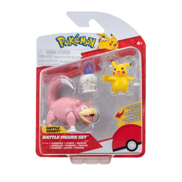 Pokemon Battle Figure Set Slowpoke + Litwick + Pikachu Female