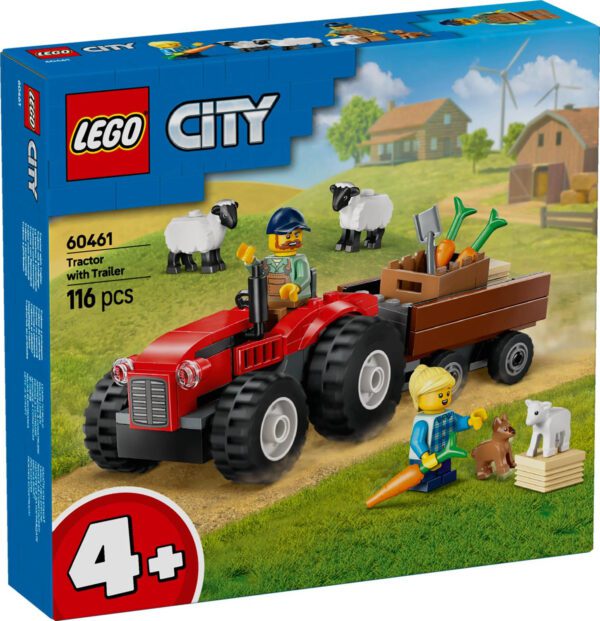 LEGO City Röd jordbrukstraktor med släp och får 60461