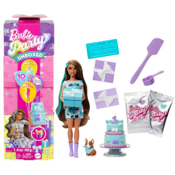 Barbie Party Unboxed Docka Brunt Hår