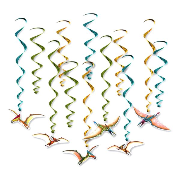 Swirls Dinosaurier Hängande Dekoration - 12-pack